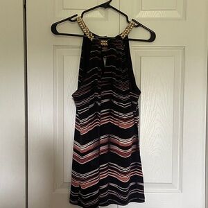 Le Chateau Black and Pink Striped Tank Top